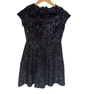 Zara Girls Blue Sequin Dress sz 13/14 Short Sleeve Sequin Party Dress